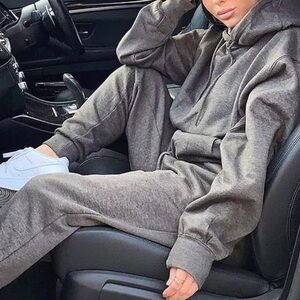 Fashion Nova Gray Track Jogger Set